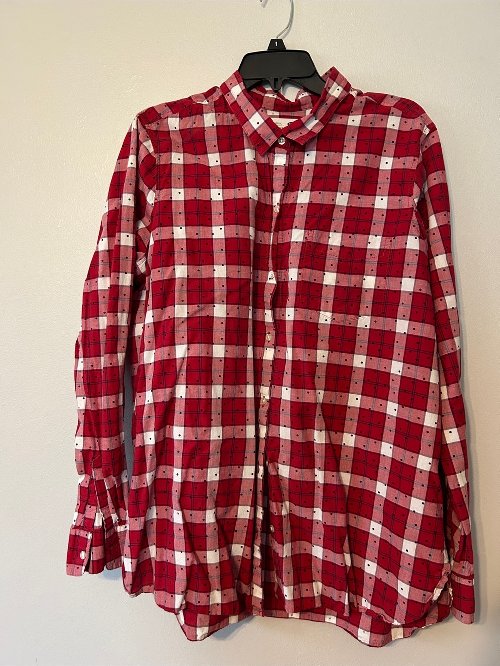 Old Navy Red and White Plaid Button-Down Shirt